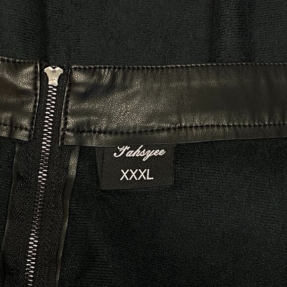 Fahsyee Black Faux Leather Skater Mini Skirt Circle Pleather Back Zip XXXL - Picture 12 of 13